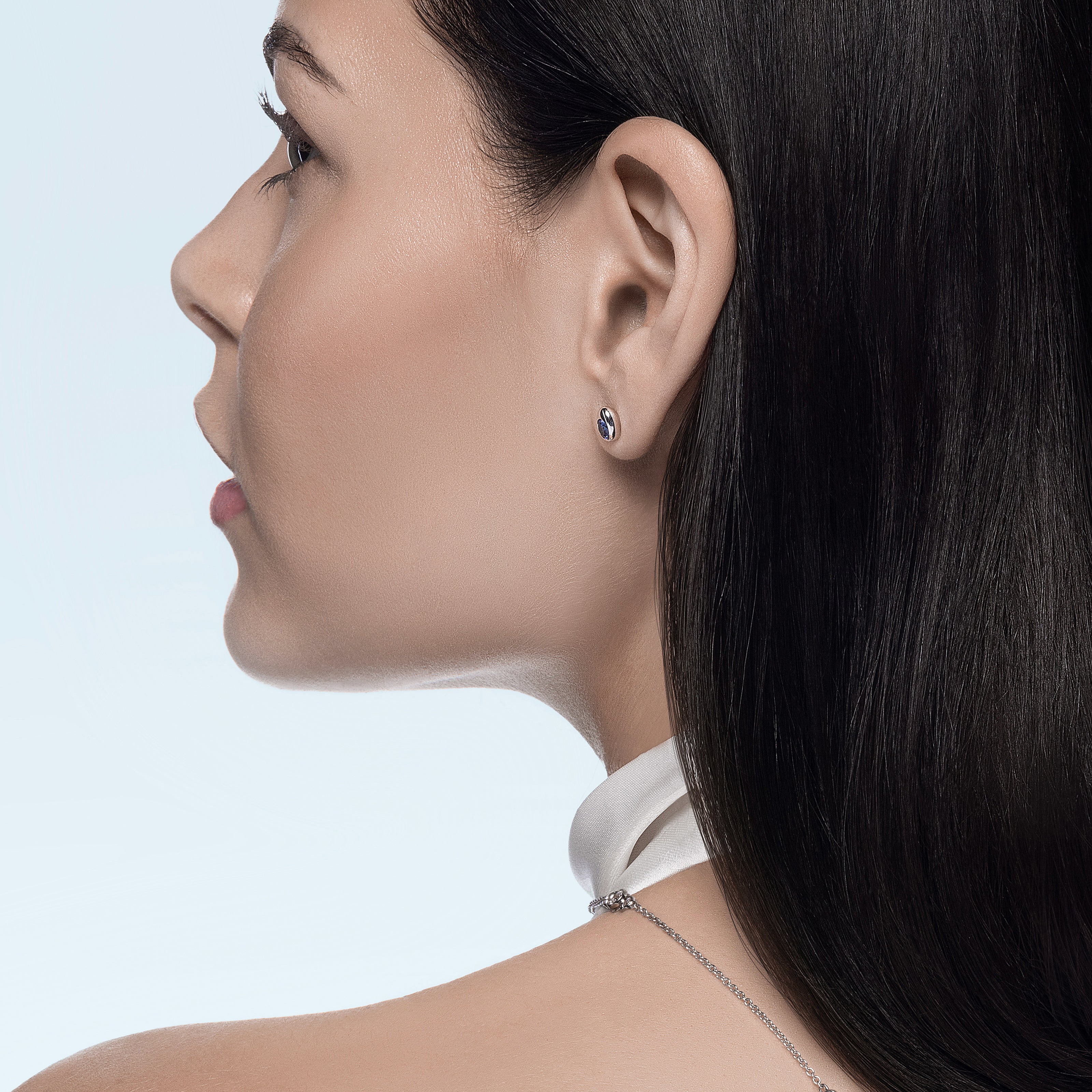 Cosmic Curve Sapphire Stud Earrings