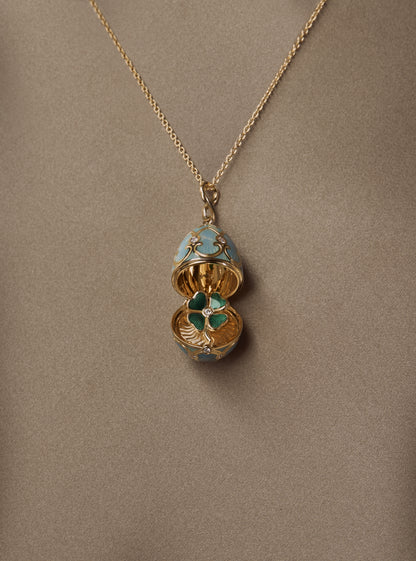 Guilloché Enamel Clover Surprise Locket