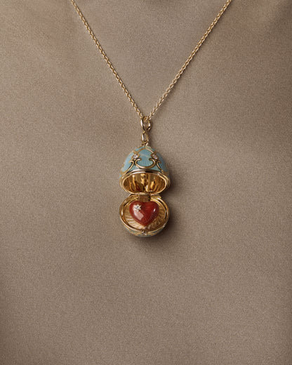 Guilloché Enamel Heart Surprise Locket