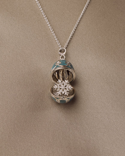 Guilloché Enamel Snowflake Surprise Locket