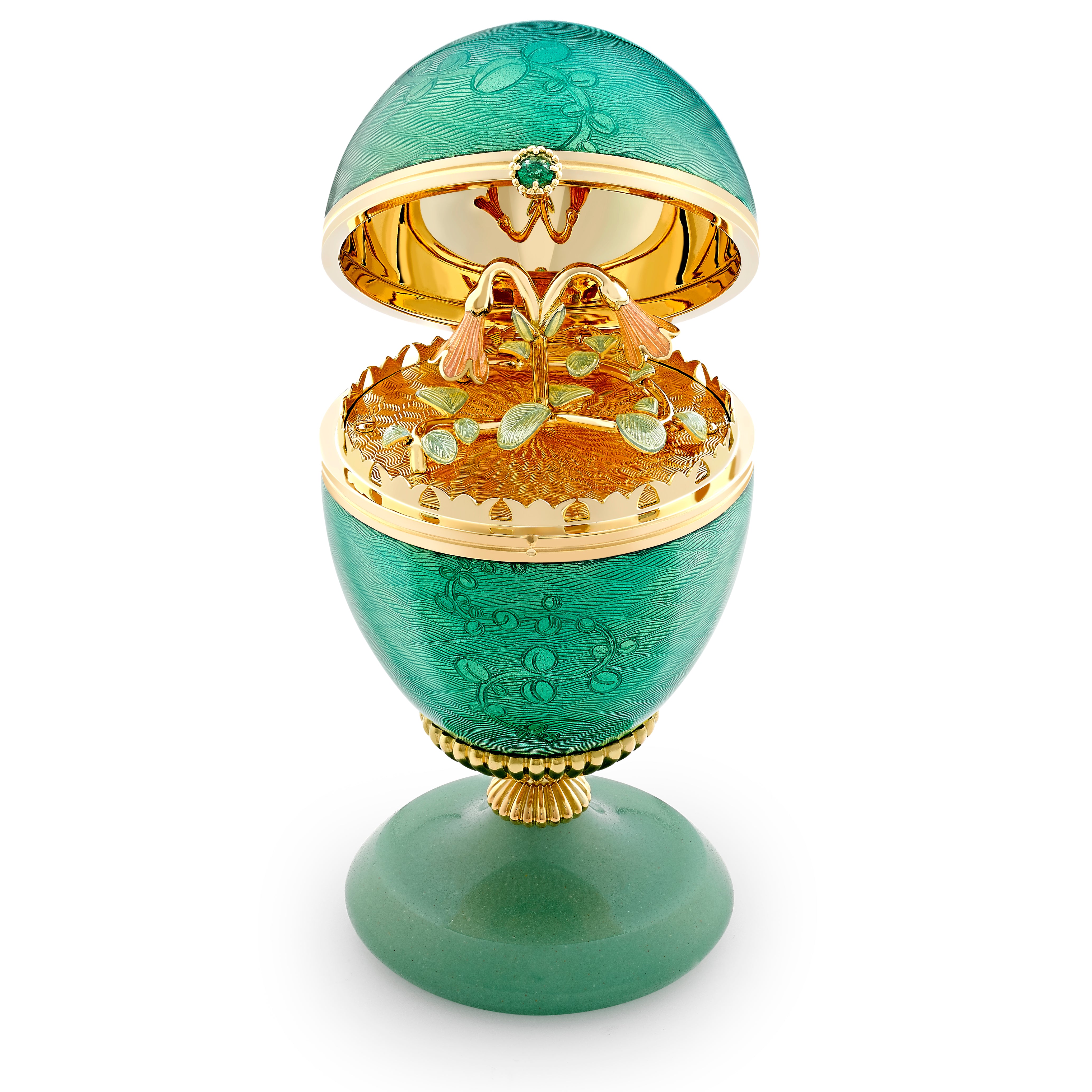Limited Edition Guilloché Enamel Twin Flower Surprise Egg Objet