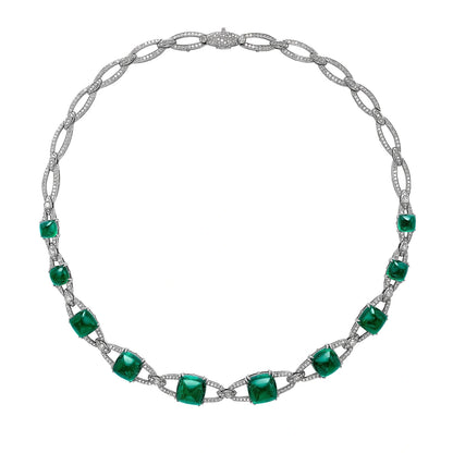 Empress White Gold 54.23ct Sugarloaf Emerald & Diamond Necklace | Fabergé
