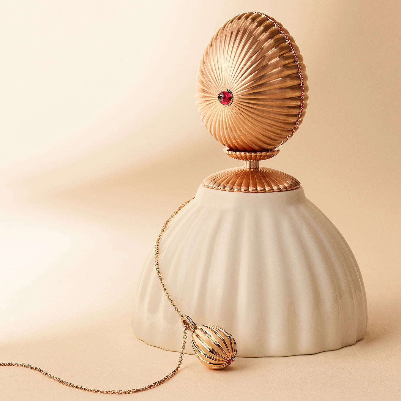 Rose Gold and Ruby ‘180’ Mini Fluted Limited-Edition Egg Objet | Fabergé