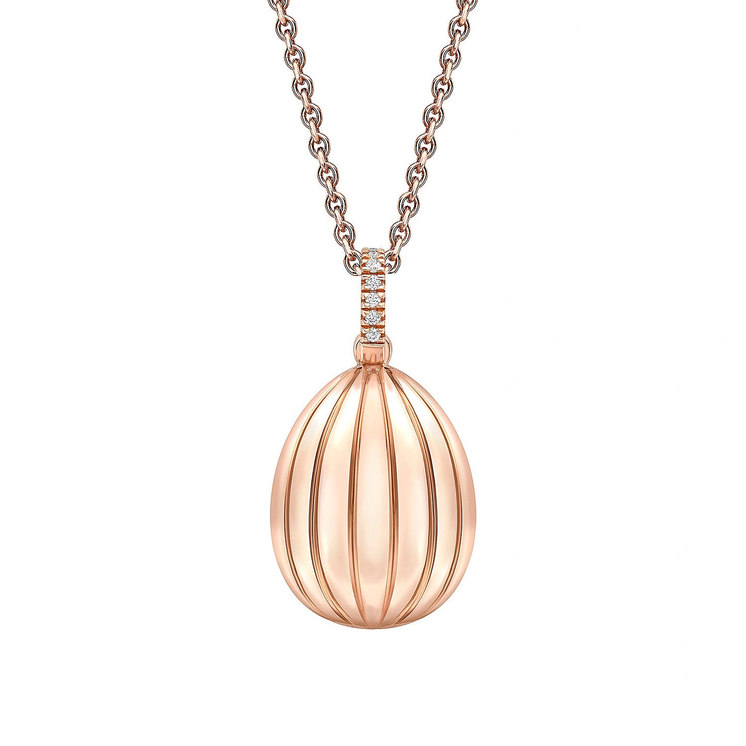 Colours of Love Rose Gold Diamond and Ruby ‘180’ Egg Pendant | Fabergé