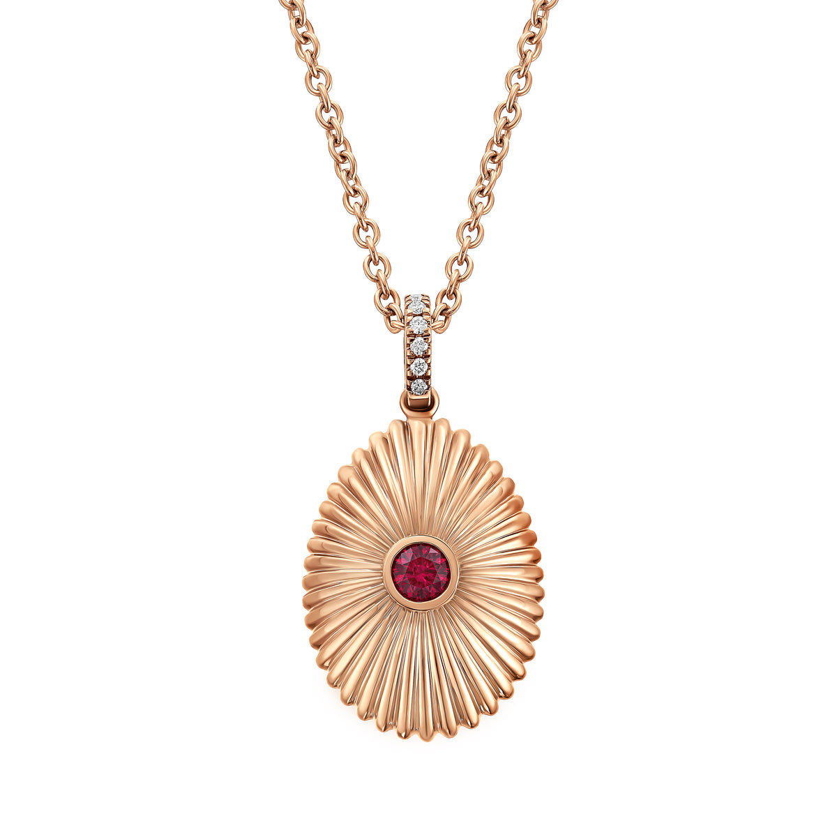 Colours Of Love Rose Gold Mini Fluted Ruby Egg Pendant