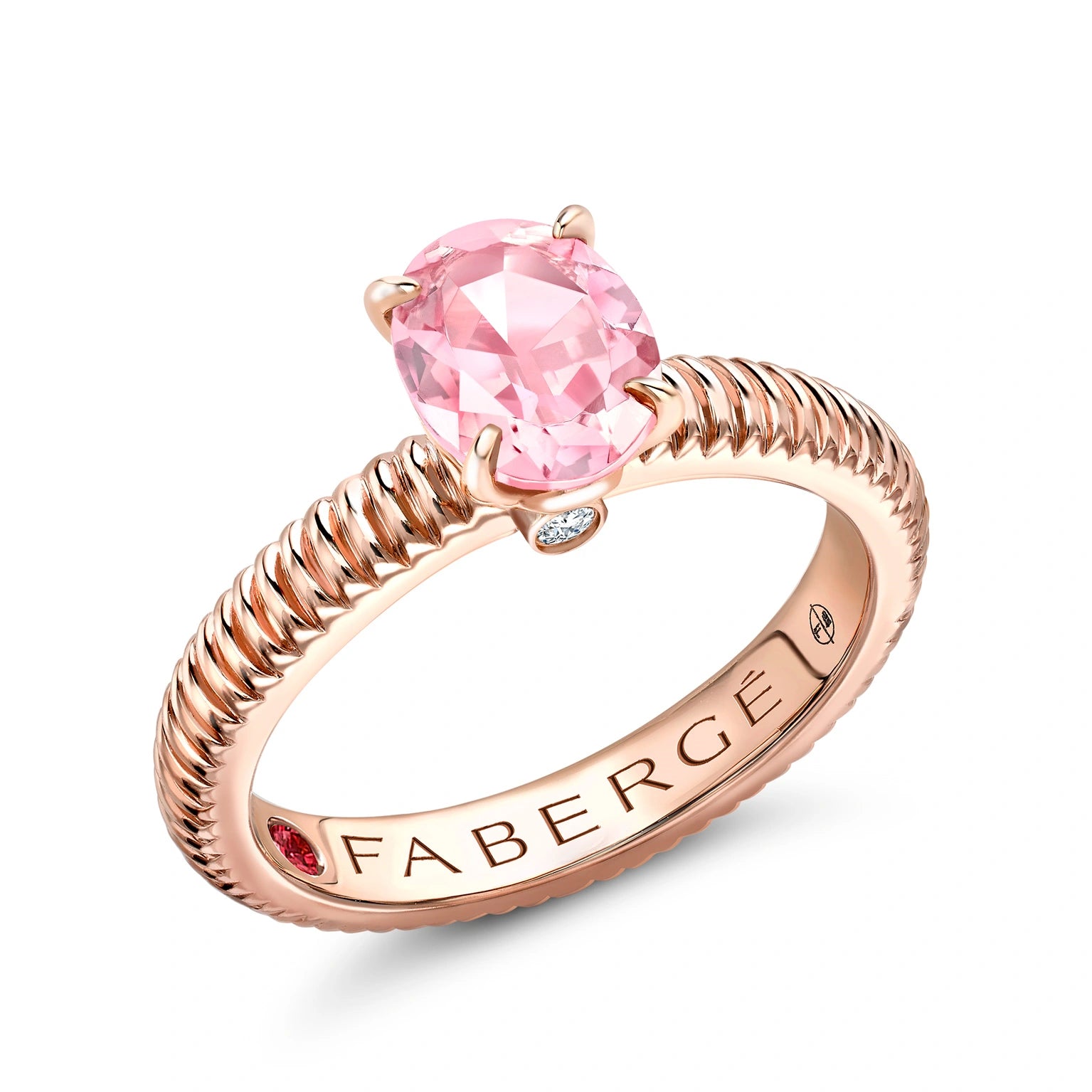 Colours of Love Rose Gold Pink Tourmaline Fluted Ring Fabergé