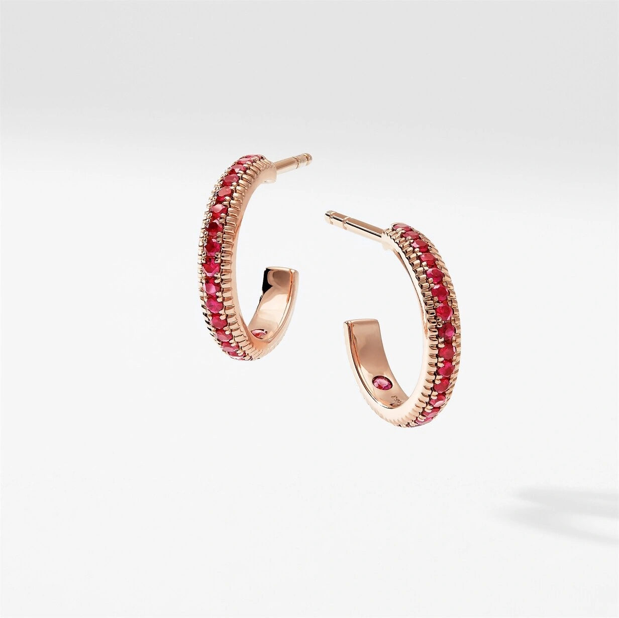 Rose Gold & Ruby Fluted Hoop Earrings | Fabergé