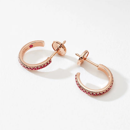 Rose Gold & Ruby Fluted Hoop Earrings | Fabergé