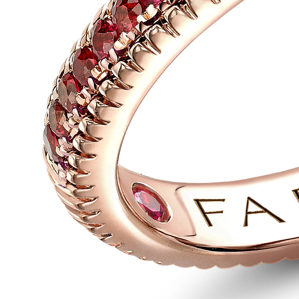 Rose Gold Ruby Fluted Ring with Ruby Shoulders | Fabergé