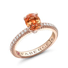 Anillo de espesartita estriada con hombros de diamantes