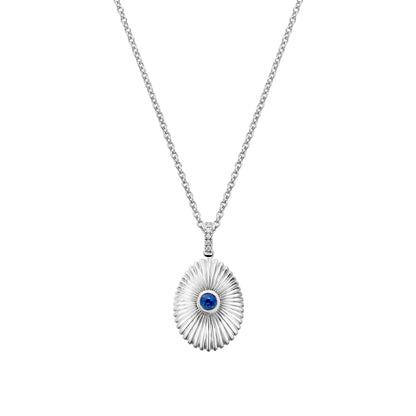 Colours Of Love White Gold Mini Fluted Blue Sapphire Egg Pendant