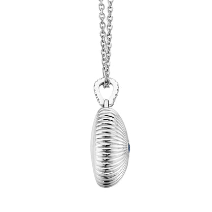Colours Of Love White Gold Mini Fluted Blue Sapphire Egg Pendant