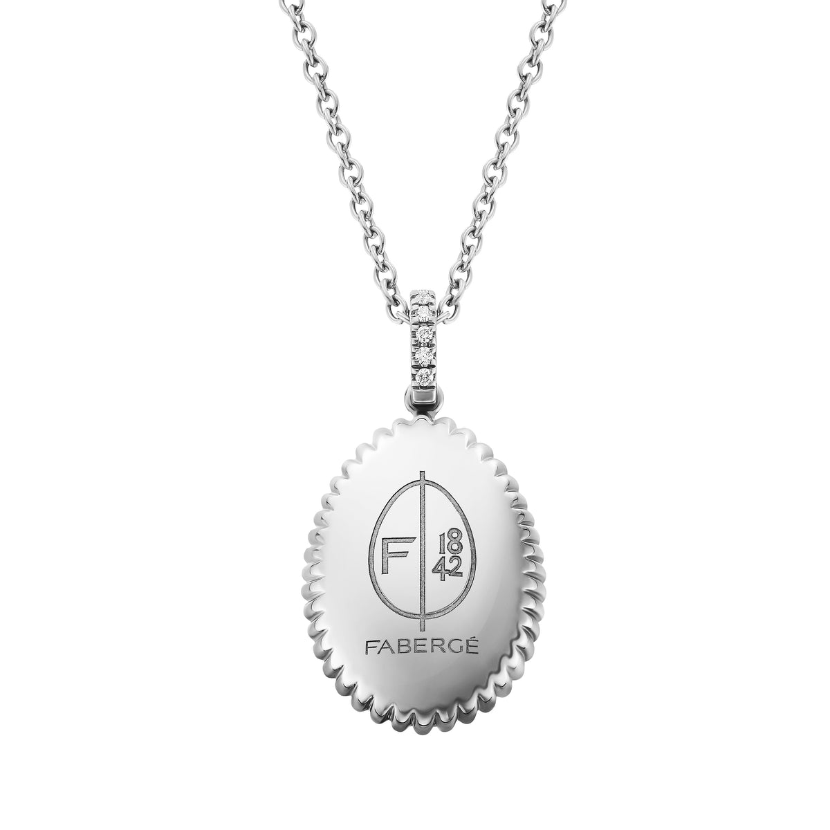 Colours Of Love White Gold Mini Fluted Blue Sapphire Egg Pendant 2