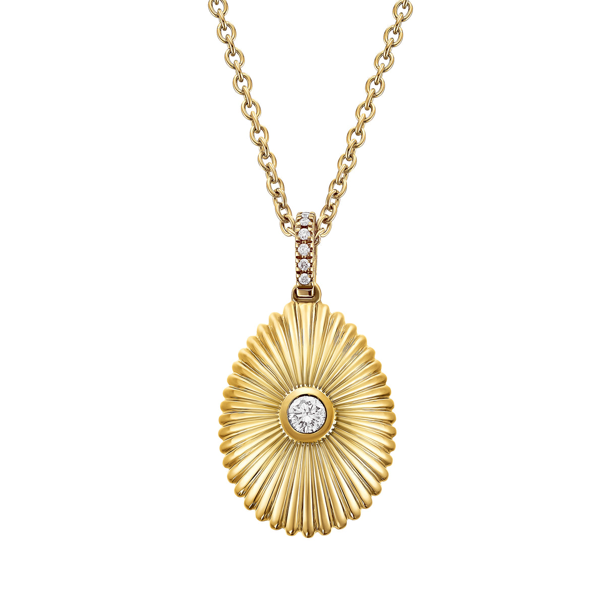 Colours Of Love Yellow Gold Mini Fluted Diamond Egg Pendant