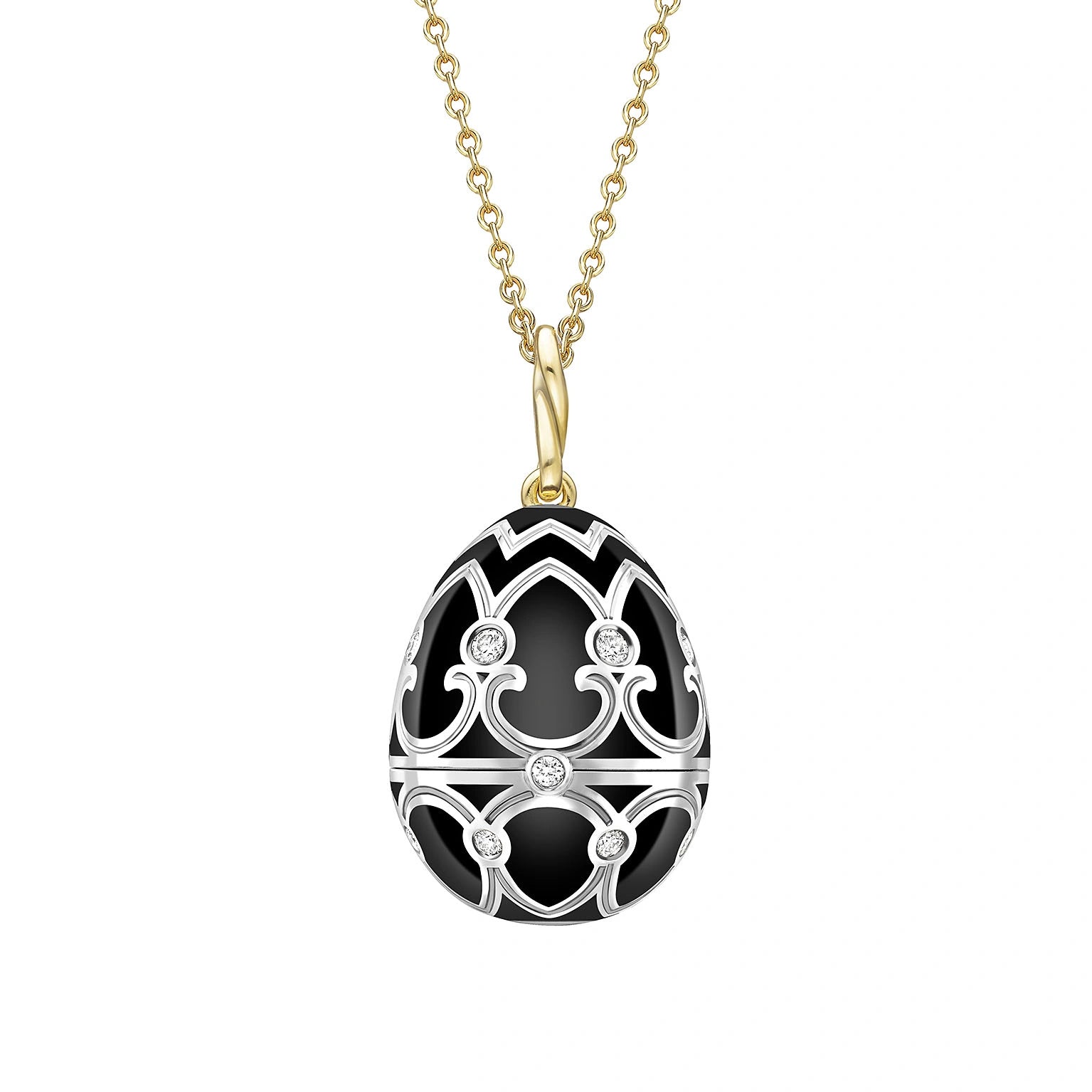 Heritage Yellow Gold Diamond & Black Guilloché Enamel Gorilla Surprise Locket 2