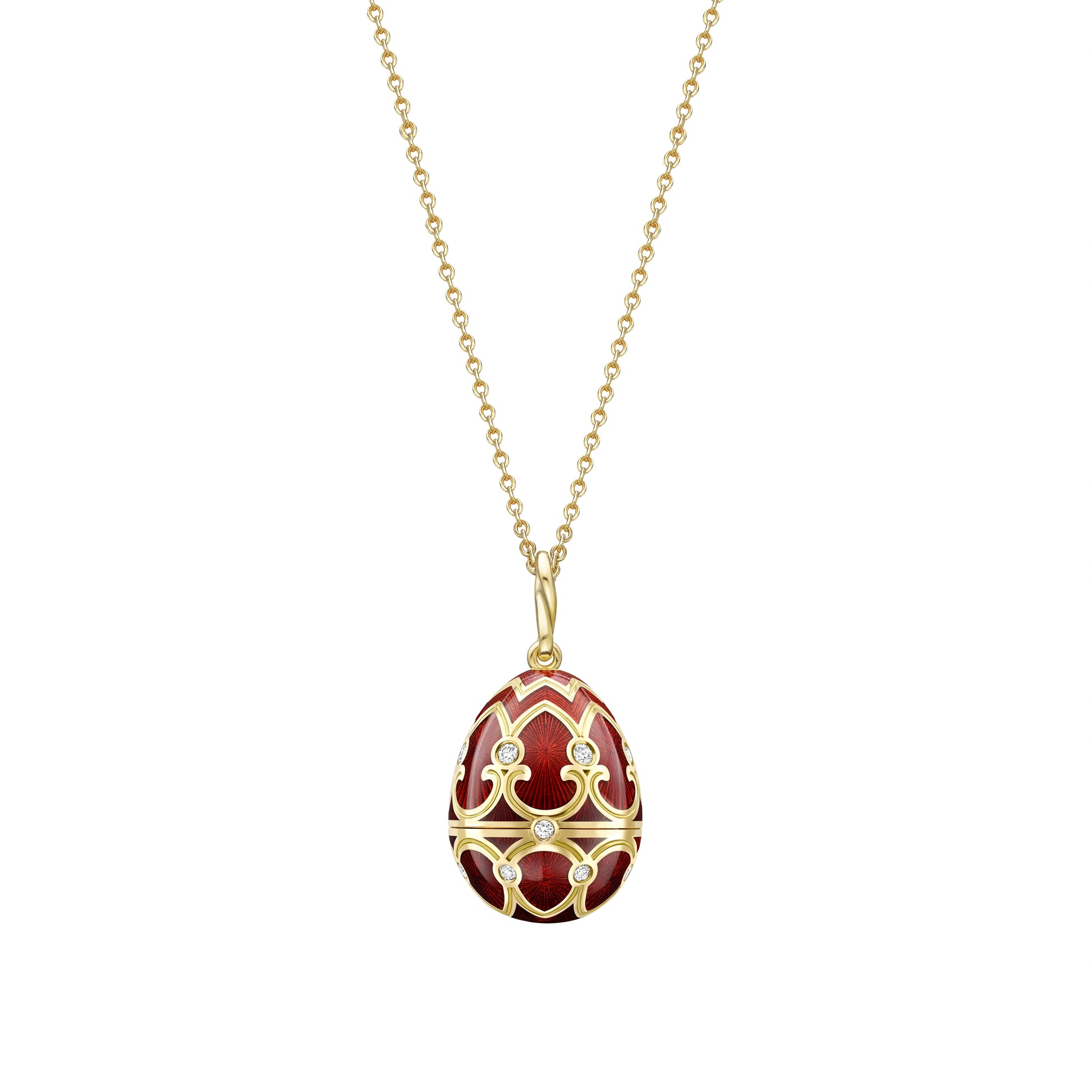 Heritage Yellow Gold Diamond Red Guilloche Enamel Year Of The Dog Surprise Locket Faberge FABERGE