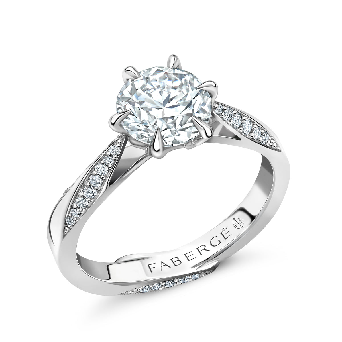 Platinum Crystal Quartz and Diamonds 'winter' Engagement Ring